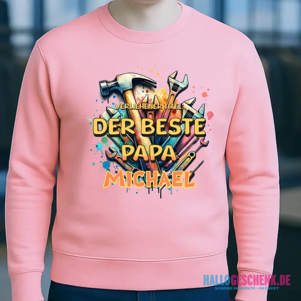Verliehener Titel: Bester Papa + Wunschtext • Unisex Sweatshirt Bio-Baumwolle in 4 Farben XS-3XL • personalisiert