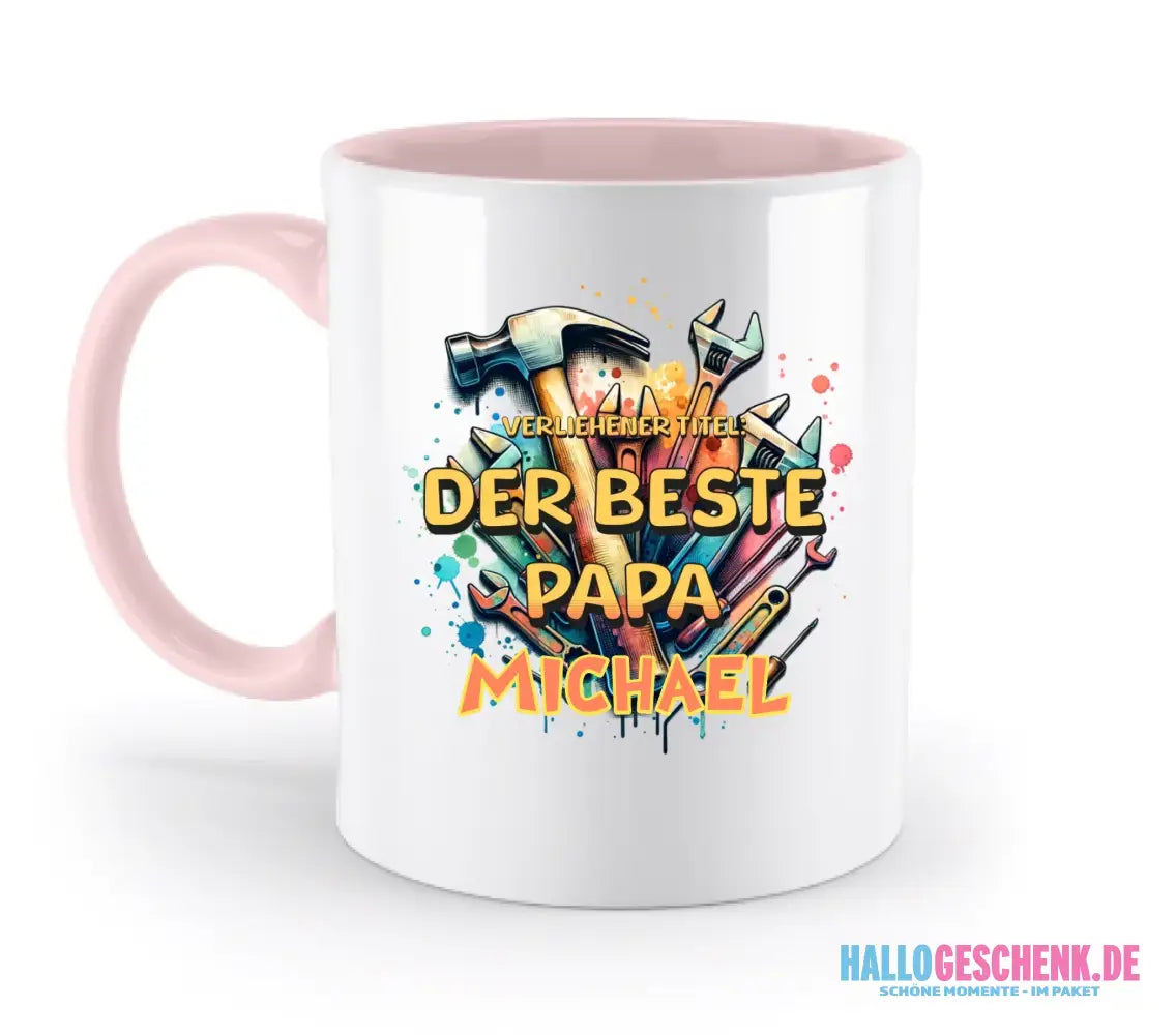 Verliehener Titel: Bester Papa + Wunschtext • zweifarbige Tasse • Exklusivdesign • personalisiert