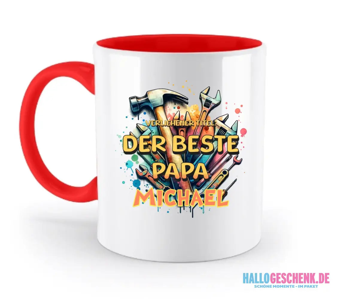 Verliehener Titel: Bester Papa + Wunschtext • zweifarbige Tasse • Exklusivdesign • personalisiert