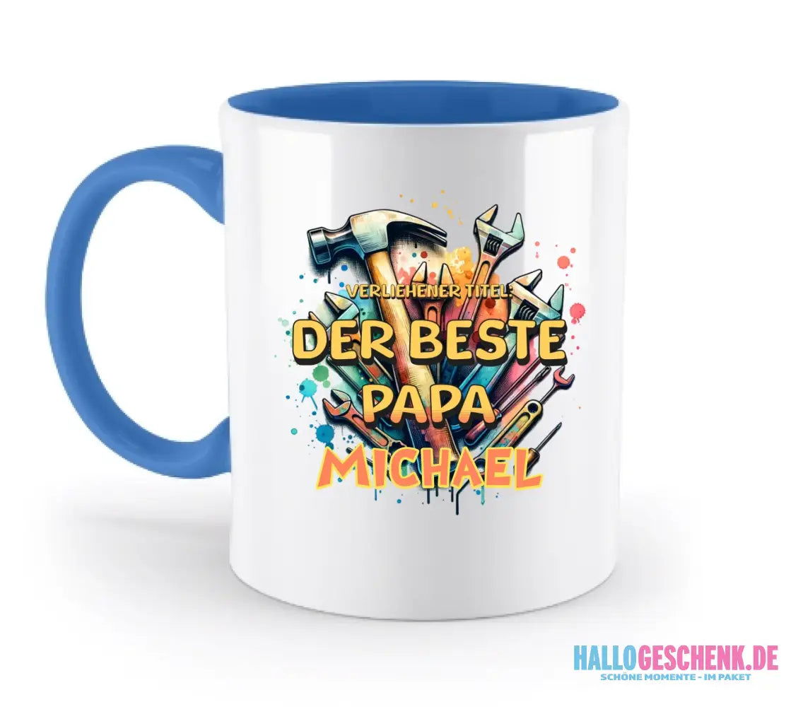 Verliehener Titel: Bester Papa + Wunschtext • zweifarbige Tasse • Exklusivdesign • personalisiert
