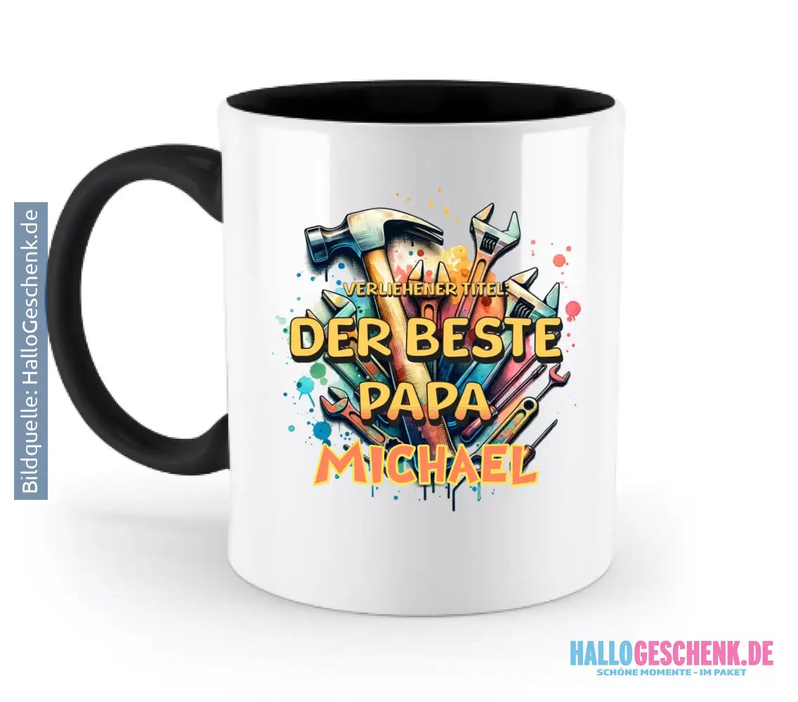 Verliehener Titel: Bester Papa + Wunschtext • zweifarbige Tasse • Exklusivdesign • personalisiert