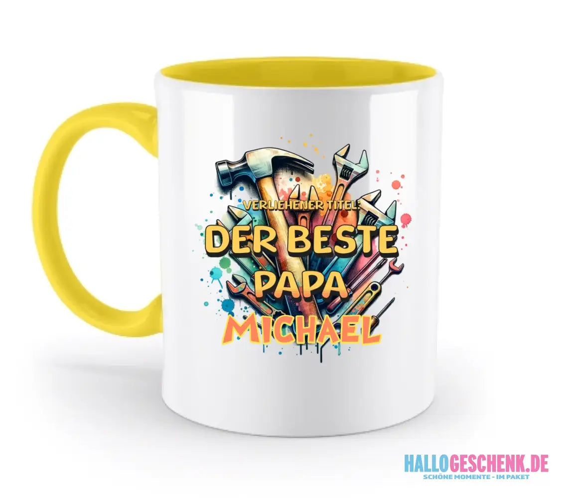 Verliehener Titel: Bester Papa + Wunschtext • zweifarbige Tasse • Exklusivdesign • personalisiert