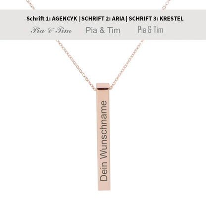 Vertikale Halskette Säule-3-Roségold