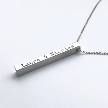 Vertikale Halskette ’Säule’ (Silber) mit Wunschtext-Gravur und Anhänger (personalisierbare Geschenkideen)