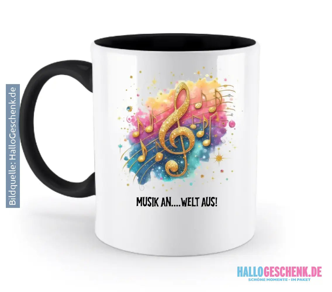 Wähle aus 25 Motiven • Fantasie Music Noten + Text • zweifarbige Tasse • Exklusivdesign • personalisiert