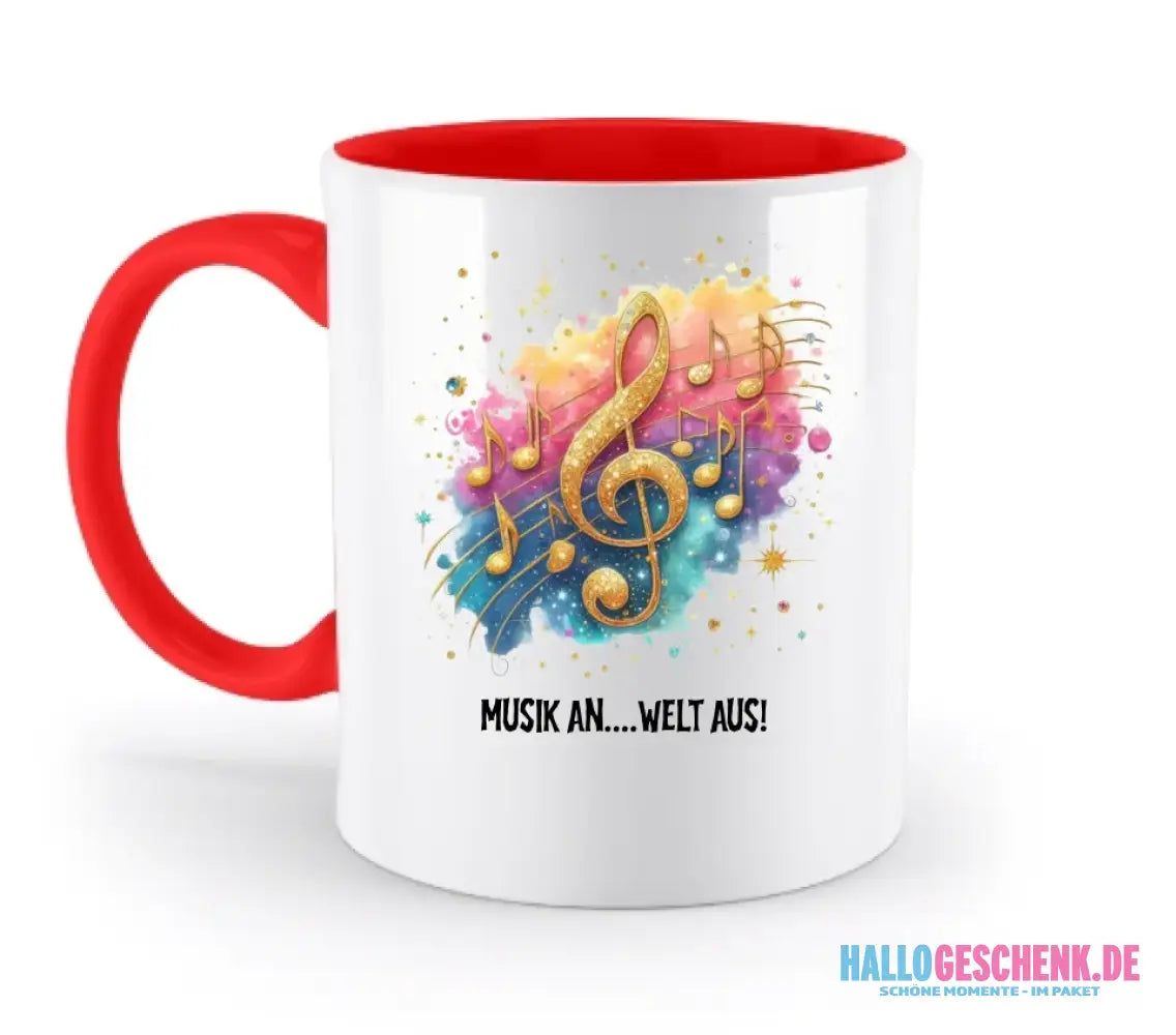 Wähle aus 25 Motiven • Fantasie Music Noten + Text • zweifarbige Tasse • Exklusivdesign • personalisiert