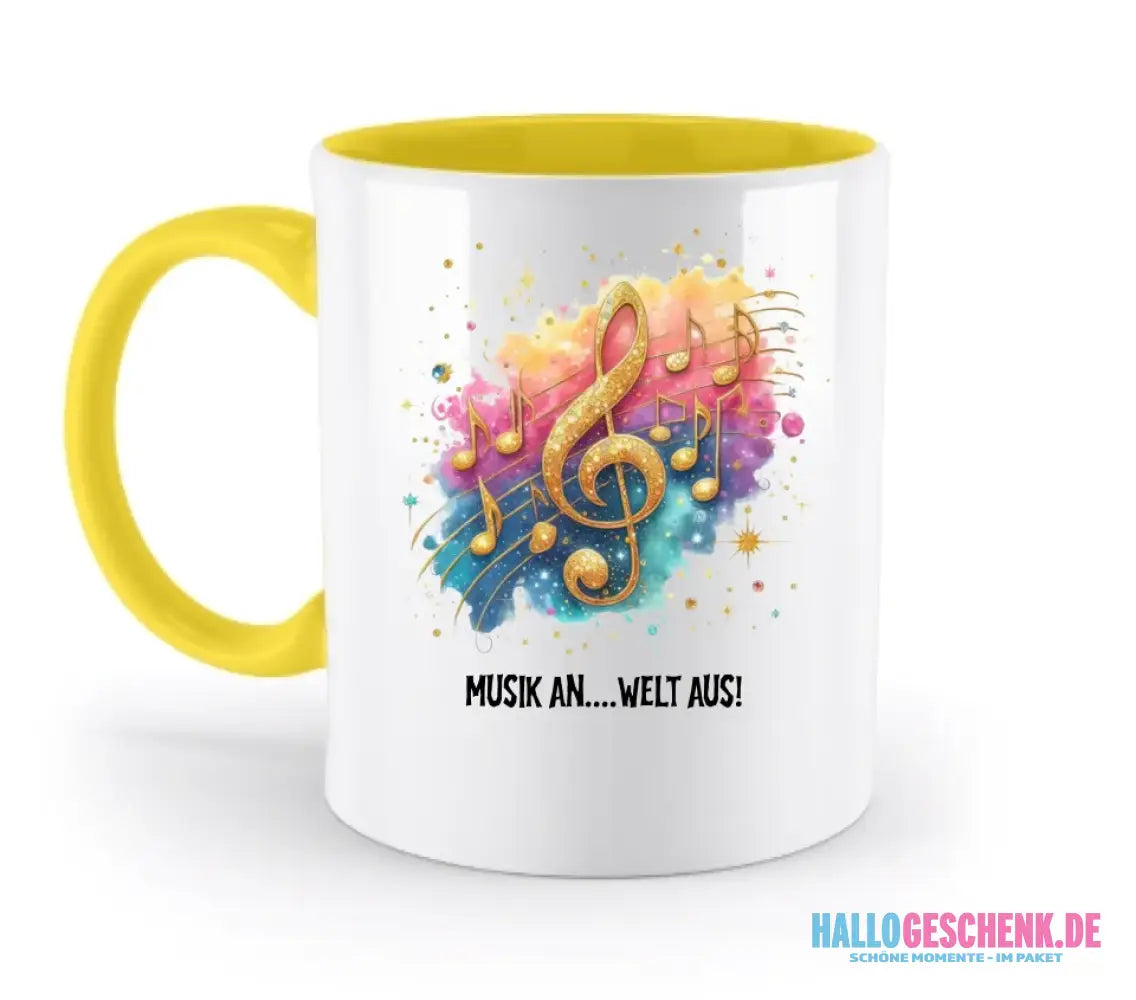 Wähle aus 25 Motiven • Fantasie Music Noten + Text • zweifarbige Tasse • Exklusivdesign • personalisiert