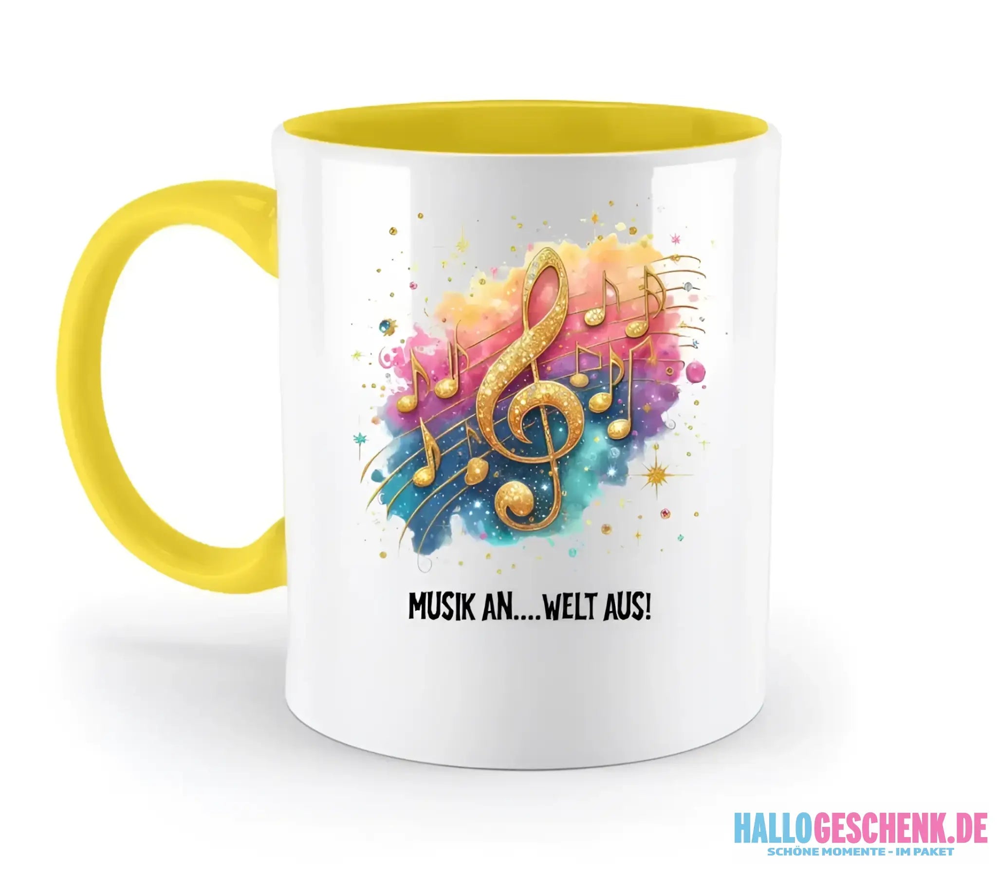 Wähle aus 25 Motiven • Fantasie Music Noten + Text • zweifarbige Tasse • Exklusivdesign • personalisiert