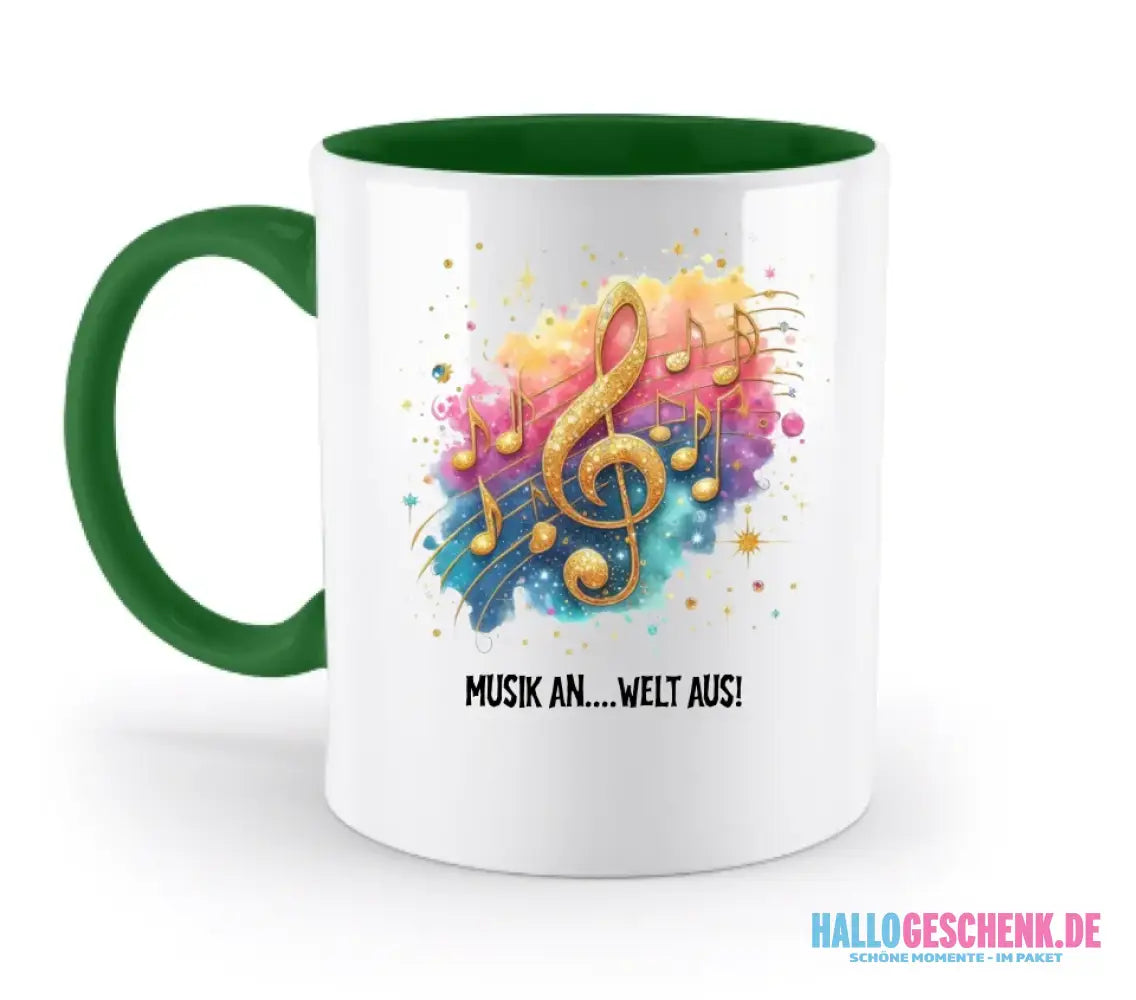 Wähle aus 25 Motiven • Fantasie Music Noten + Text • zweifarbige Tasse • Exklusivdesign • personalisiert