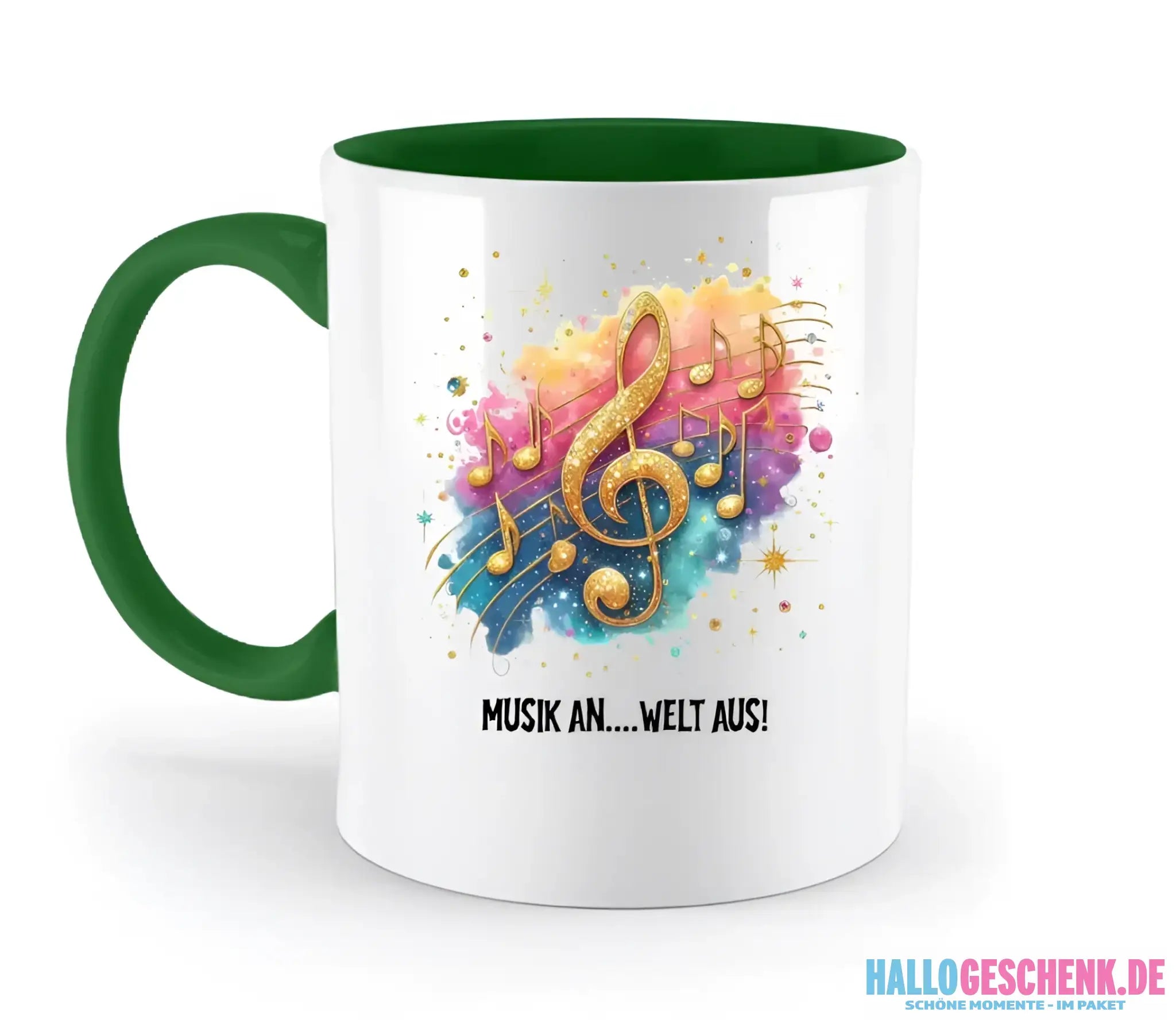 Wähle aus 25 Motiven • Fantasie Music Noten + Text • zweifarbige Tasse • Exklusivdesign • personalisiert