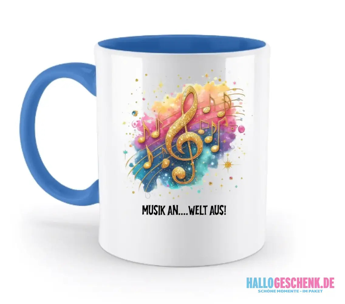 Wähle aus 25 Motiven • Fantasie Music Noten + Text • zweifarbige Tasse • Exklusivdesign • personalisiert