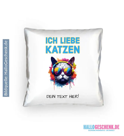 Wähle die Katze (mit Motivauswahl + Text) • Kissen 40x40 cm • personalisierbar - Kissen 40x40 cm / White / 40cm-x-40cm
