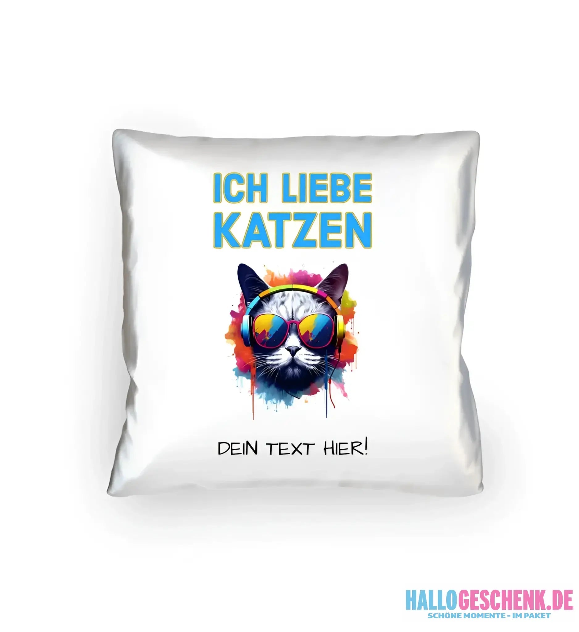 Wähle die Katze (mit Motivauswahl + Text) • Kissen 40x40 cm • personalisierbar - Kissen 40x40 cm / White / 40cm-x-40cm