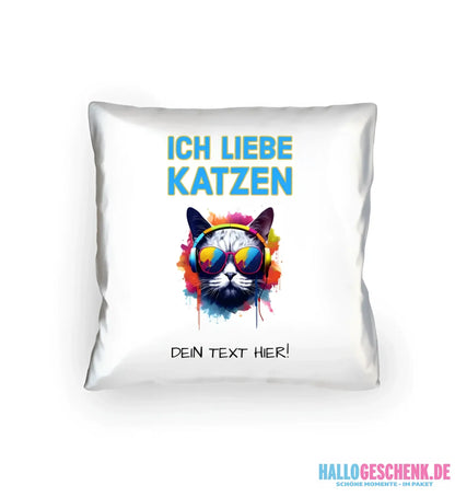 Wähle die Katze (mit Motivauswahl + Text) • Kissen 40x40 cm • personalisierbar - Kissen 40x40 cm / White / 40cm-x-40cm