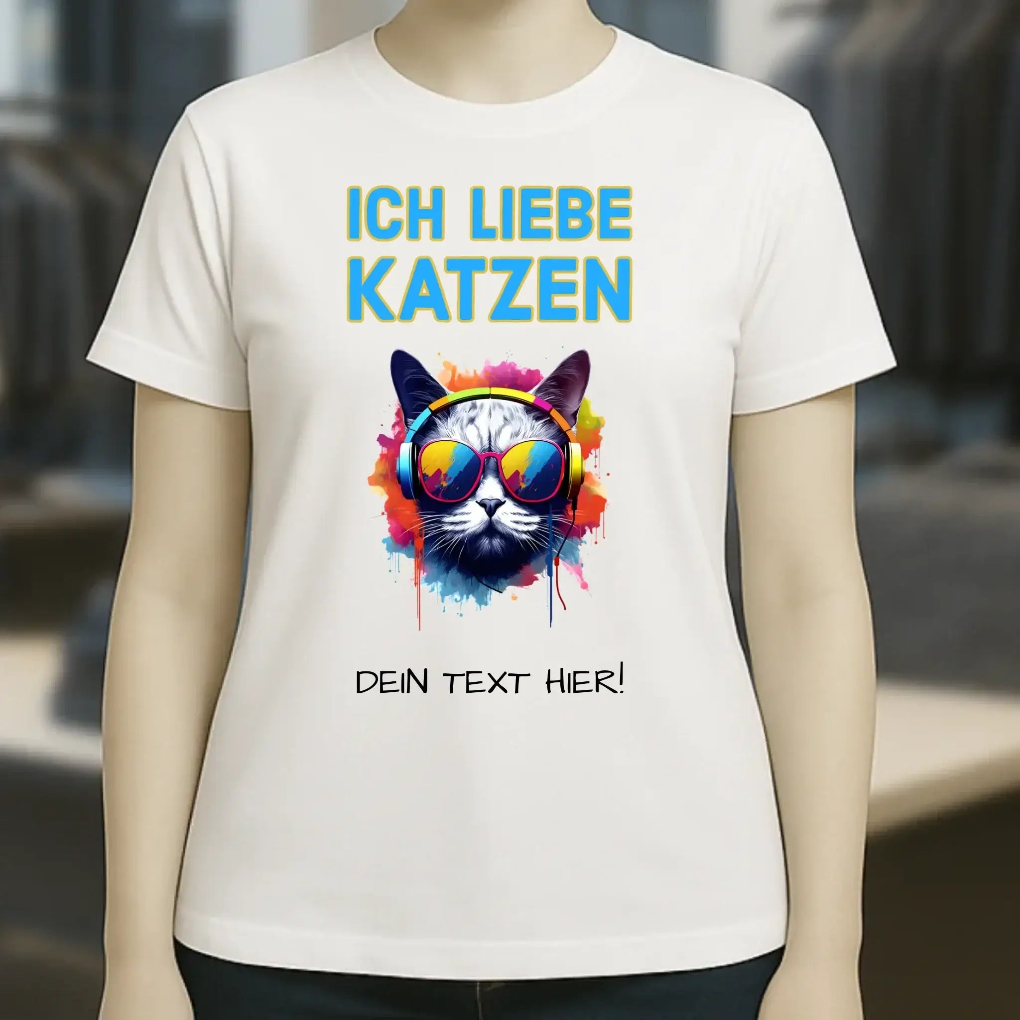 Wähle die Katze mit Motivauswahl + Text • Ladies Premium T-Shirt XS-2XL aus Bio-Baumwolle für Damen • Exklusivdesign • personalisiert
