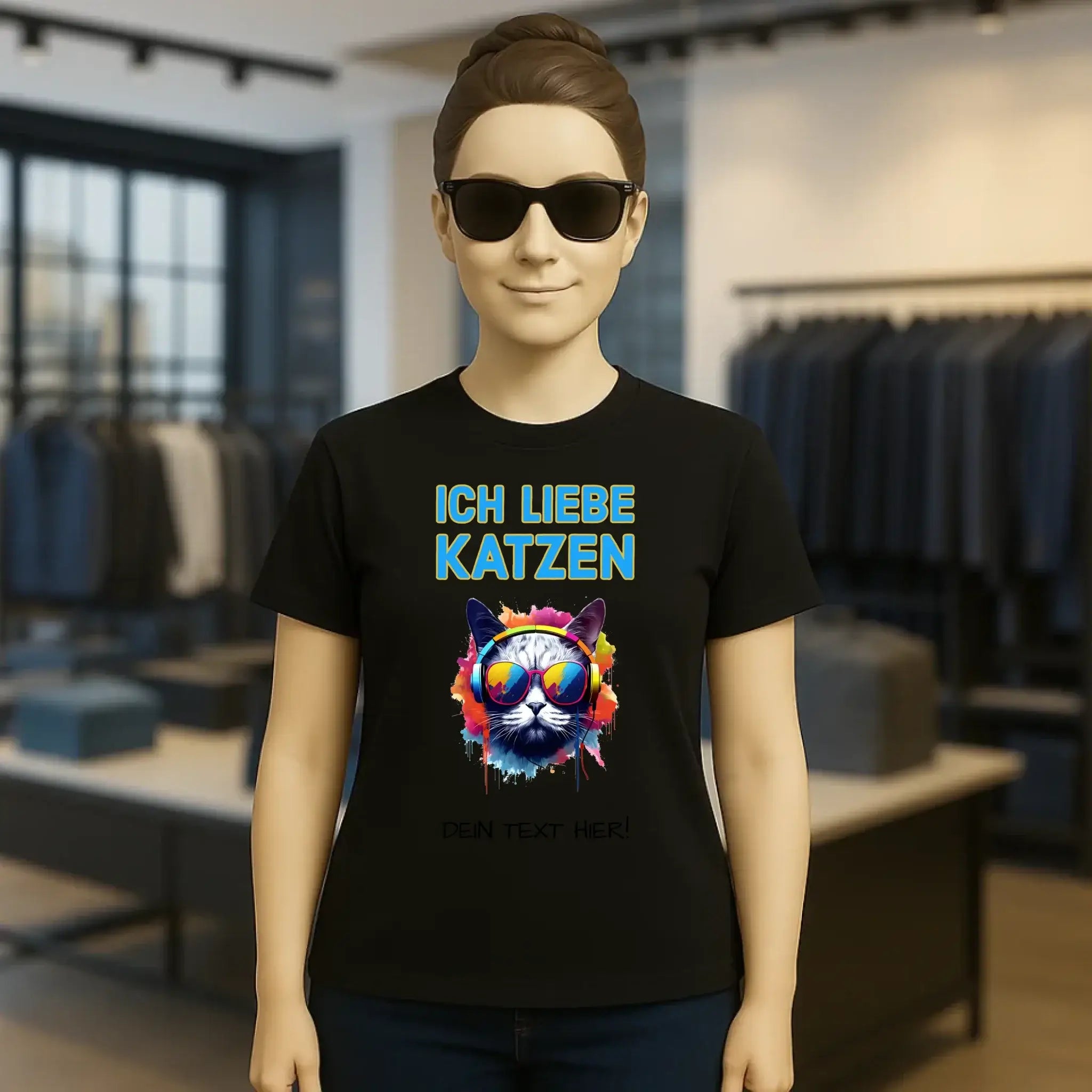 Wähle die Katze mit Motivauswahl + Text • Ladies Premium T-Shirt XS-2XL aus Bio-Baumwolle für Damen • Exklusivdesign • personalisiert