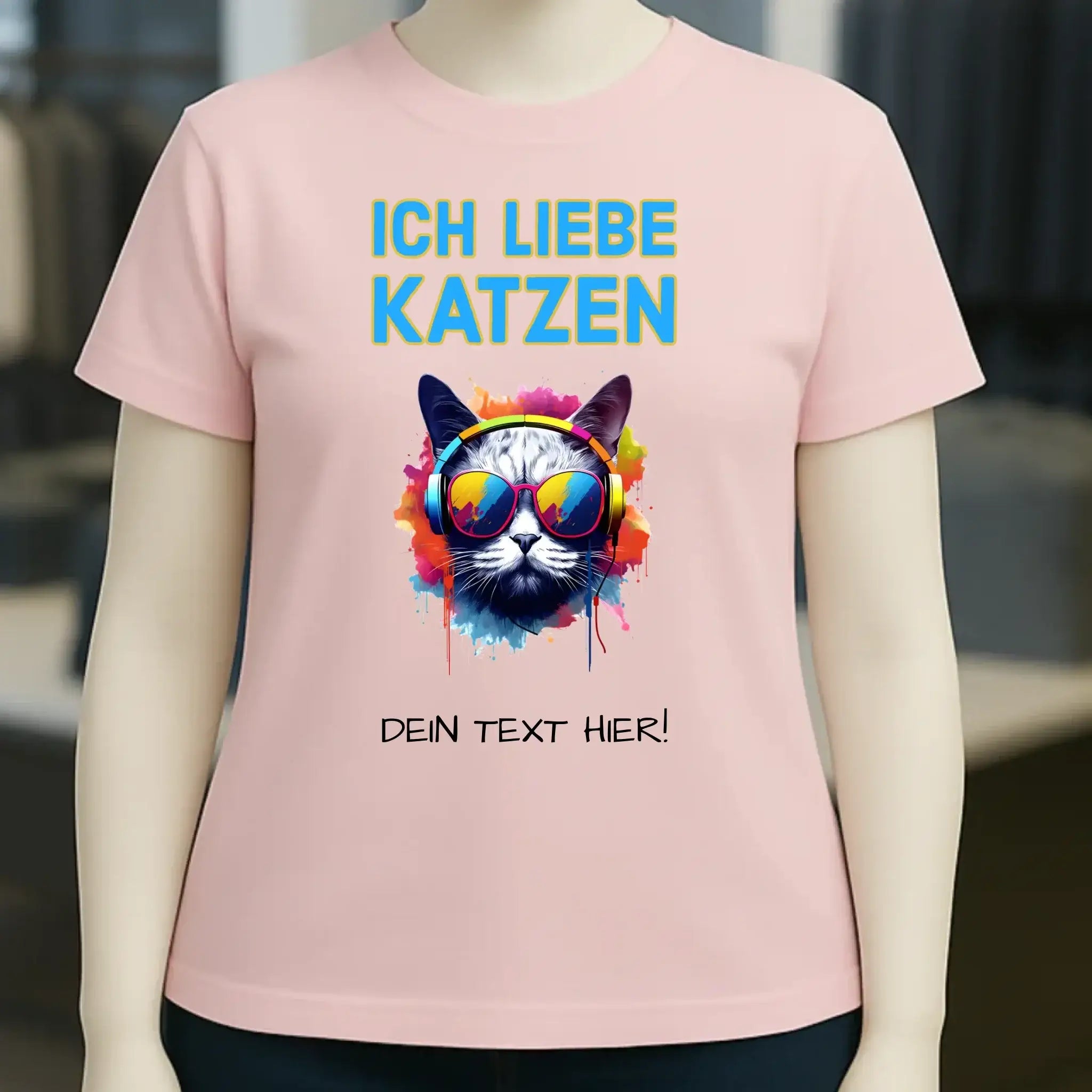 Wähle die Katze mit Motivauswahl + Text • Ladies Premium T-Shirt XS-2XL aus Bio-Baumwolle für Damen • Exklusivdesign • personalisiert