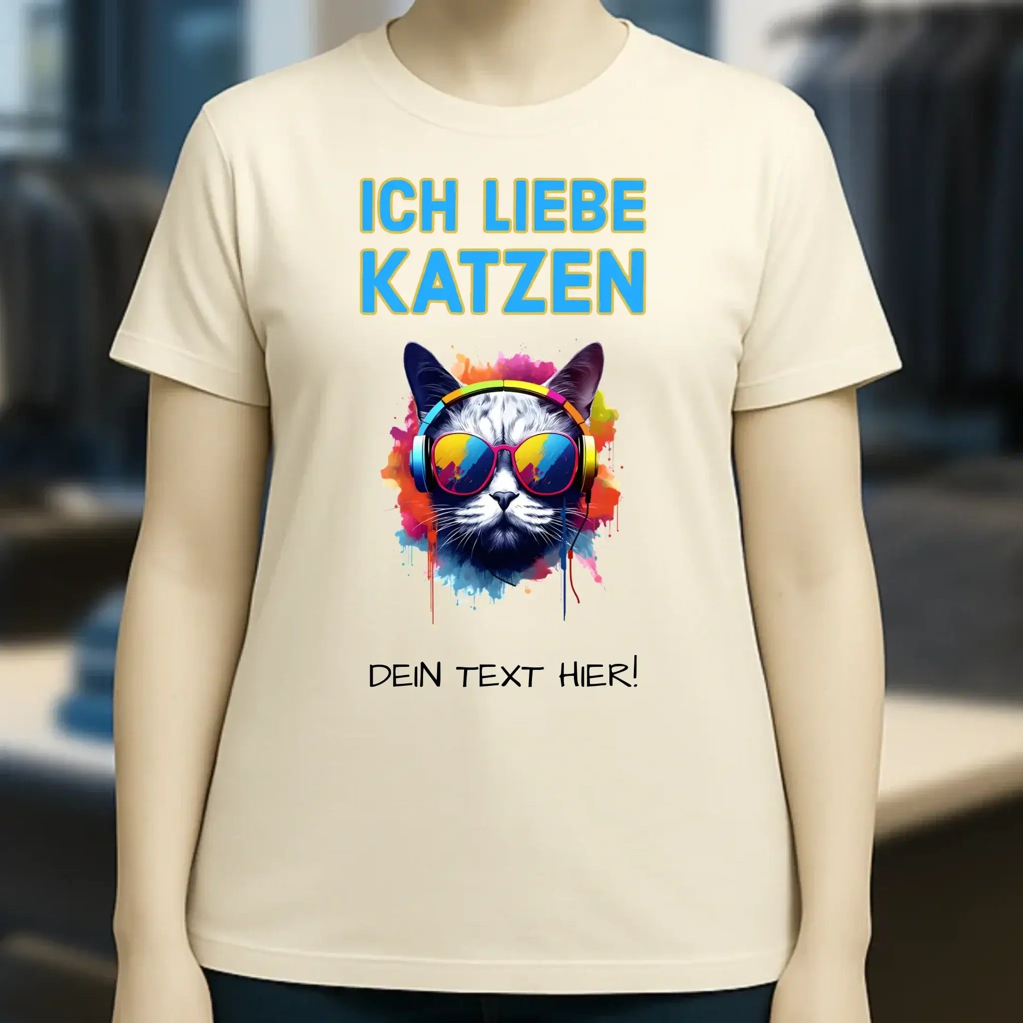 Wähle die Katze mit Motivauswahl + Text • Ladies Premium T-Shirt XS-2XL aus Bio-Baumwolle für Damen • Exklusivdesign • personalisiert