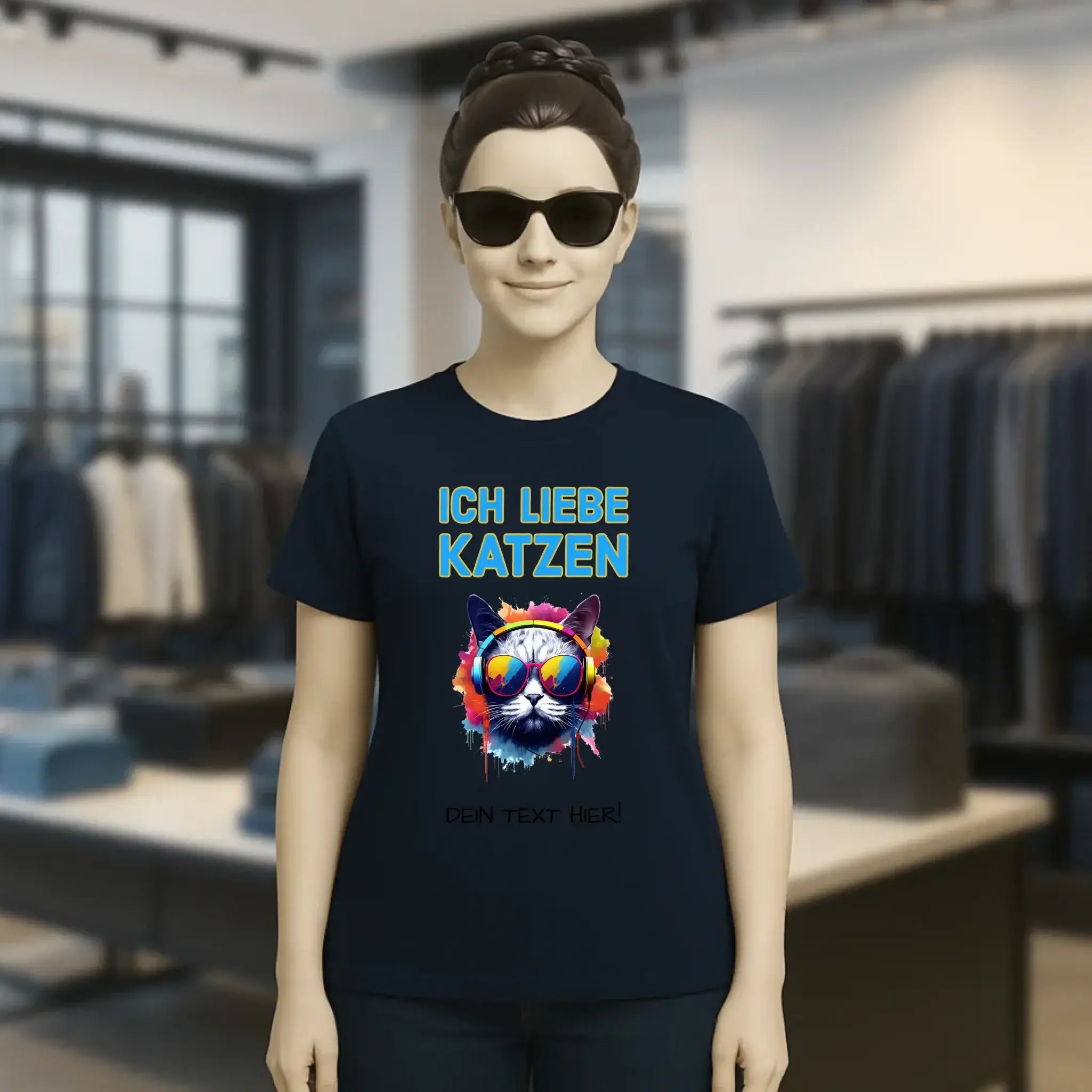 Wähle die Katze mit Motivauswahl + Text • Ladies Premium T-Shirt XS-2XL aus Bio-Baumwolle für Damen • Exklusivdesign • personalisiert