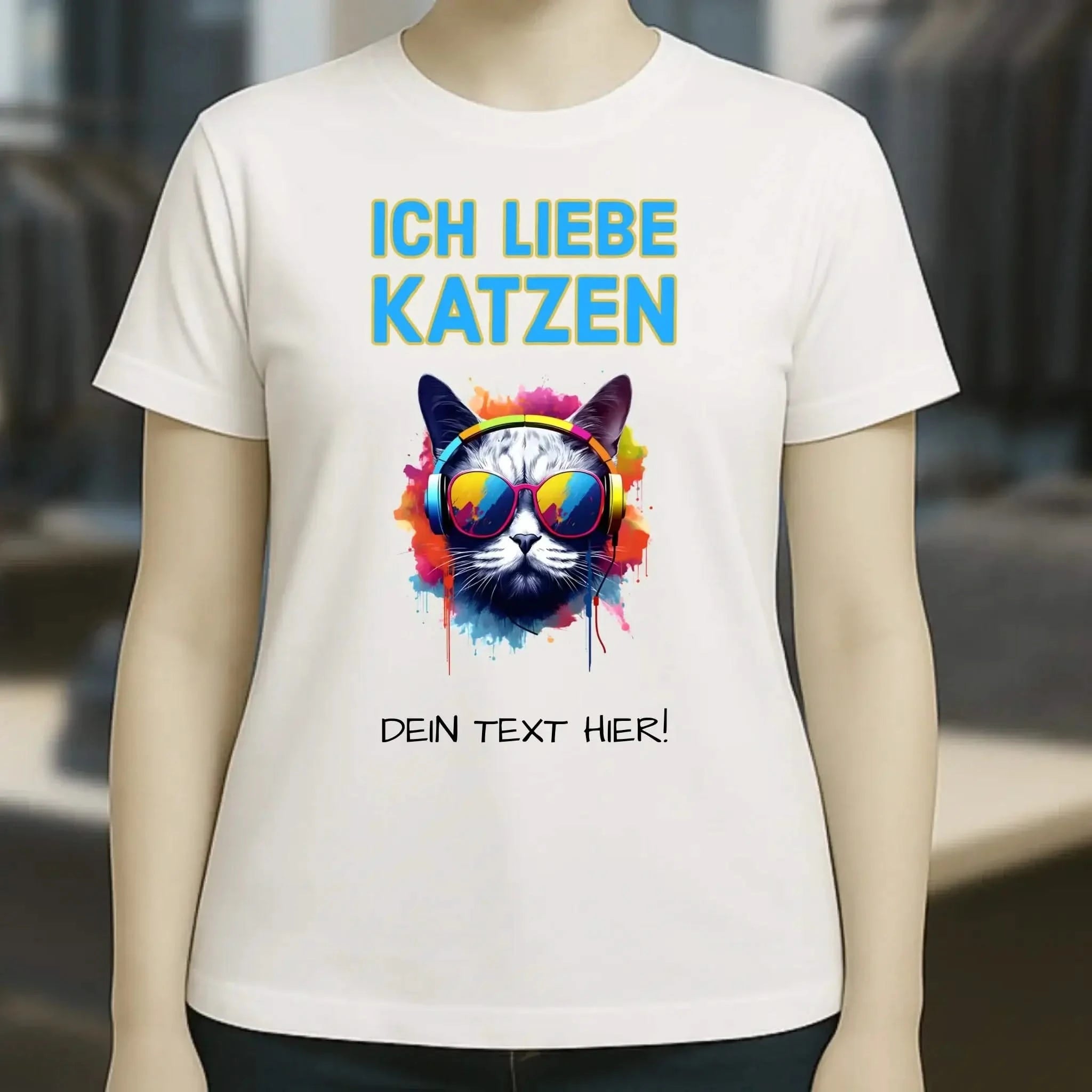 Wähle die Katze mit Motivauswahl + Text • Ladies Premium T-Shirt XS-2XL aus Bio-Baumwolle für Damen • Exklusivdesign • personalisiert
