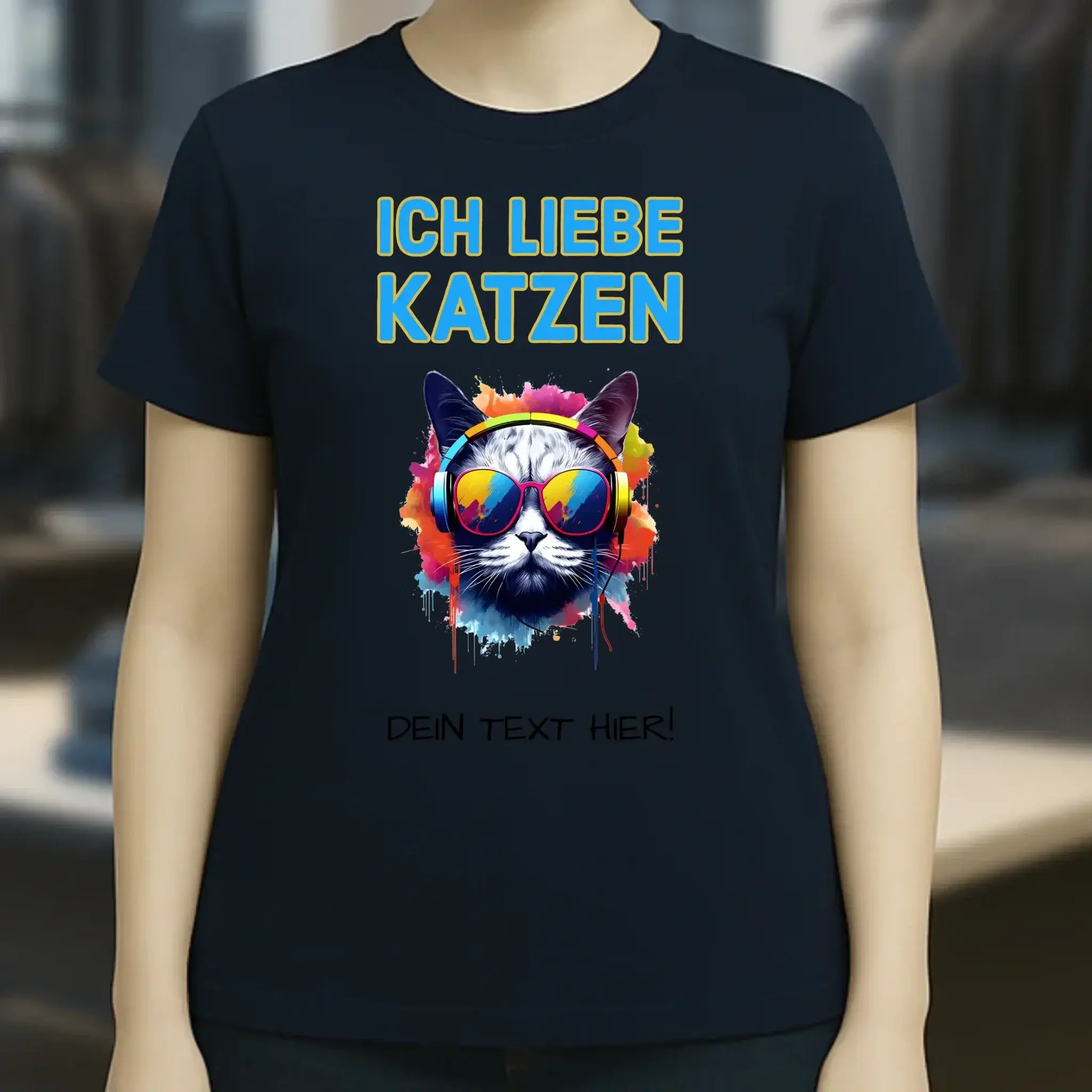 Wähle die Katze mit Motivauswahl + Text • Ladies Premium T-Shirt XS-2XL aus Bio-Baumwolle für Damen • Exklusivdesign • personalisiert