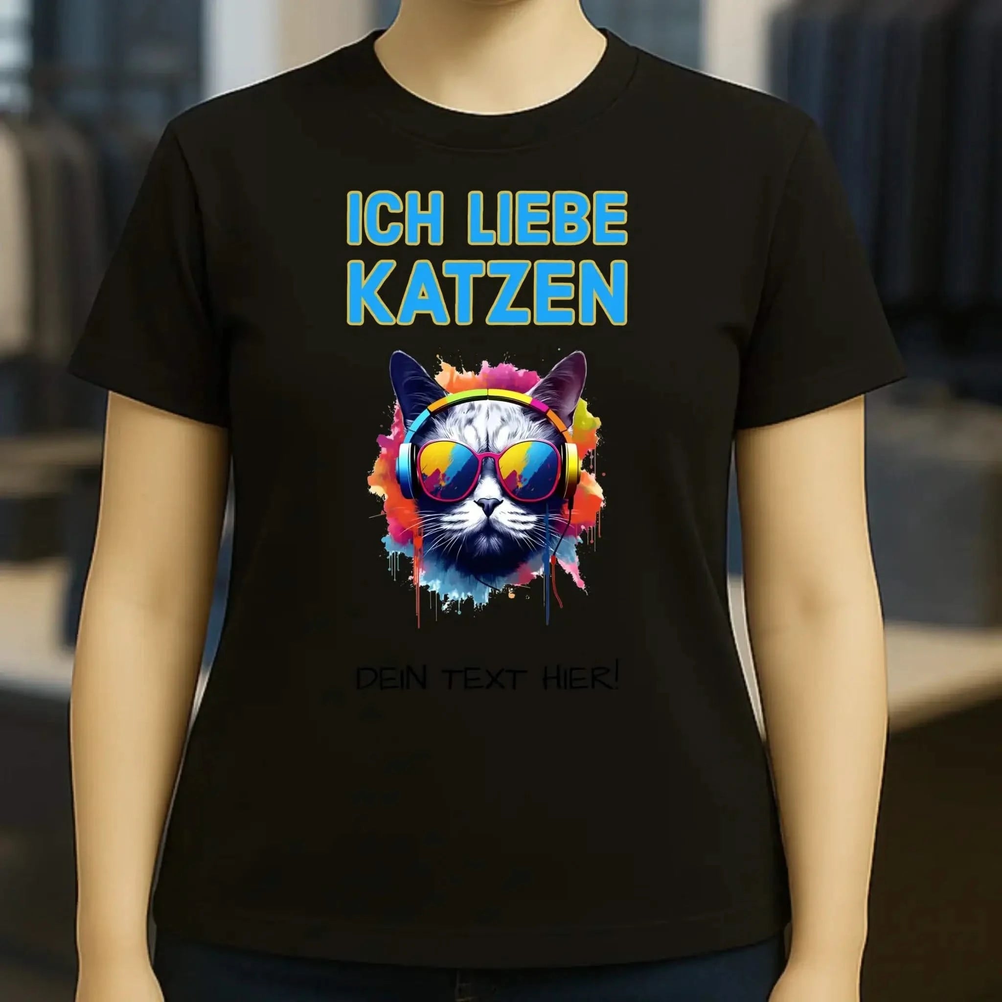 Wähle die Katze mit Motivauswahl + Text • Ladies Premium T-Shirt XS-2XL aus Bio-Baumwolle für Damen • Exklusivdesign • personalisiert