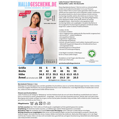 Wähle die Katze mit Motivauswahl + Text • Ladies Premium T-Shirt XS-2XL aus Bio-Baumwolle für Damen • Exklusivdesign • personalisiert