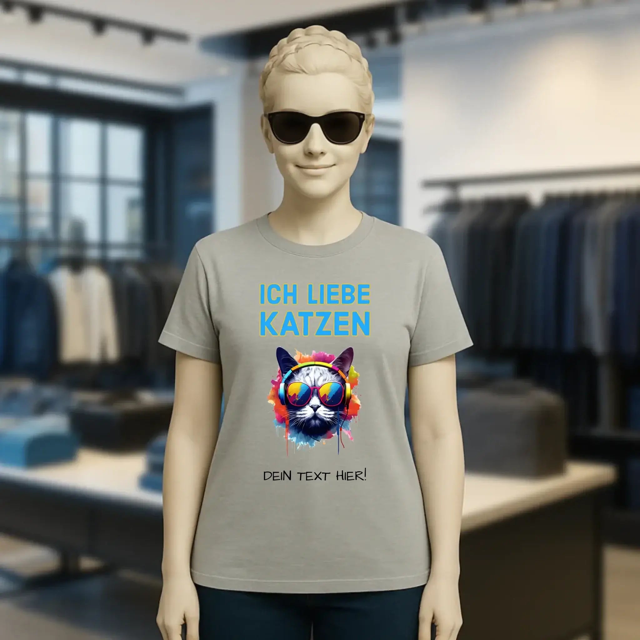 Wähle die Katze mit Motivauswahl + Text • Ladies Premium T-Shirt XS-2XL aus Bio-Baumwolle für Damen • Exklusivdesign • personalisiert