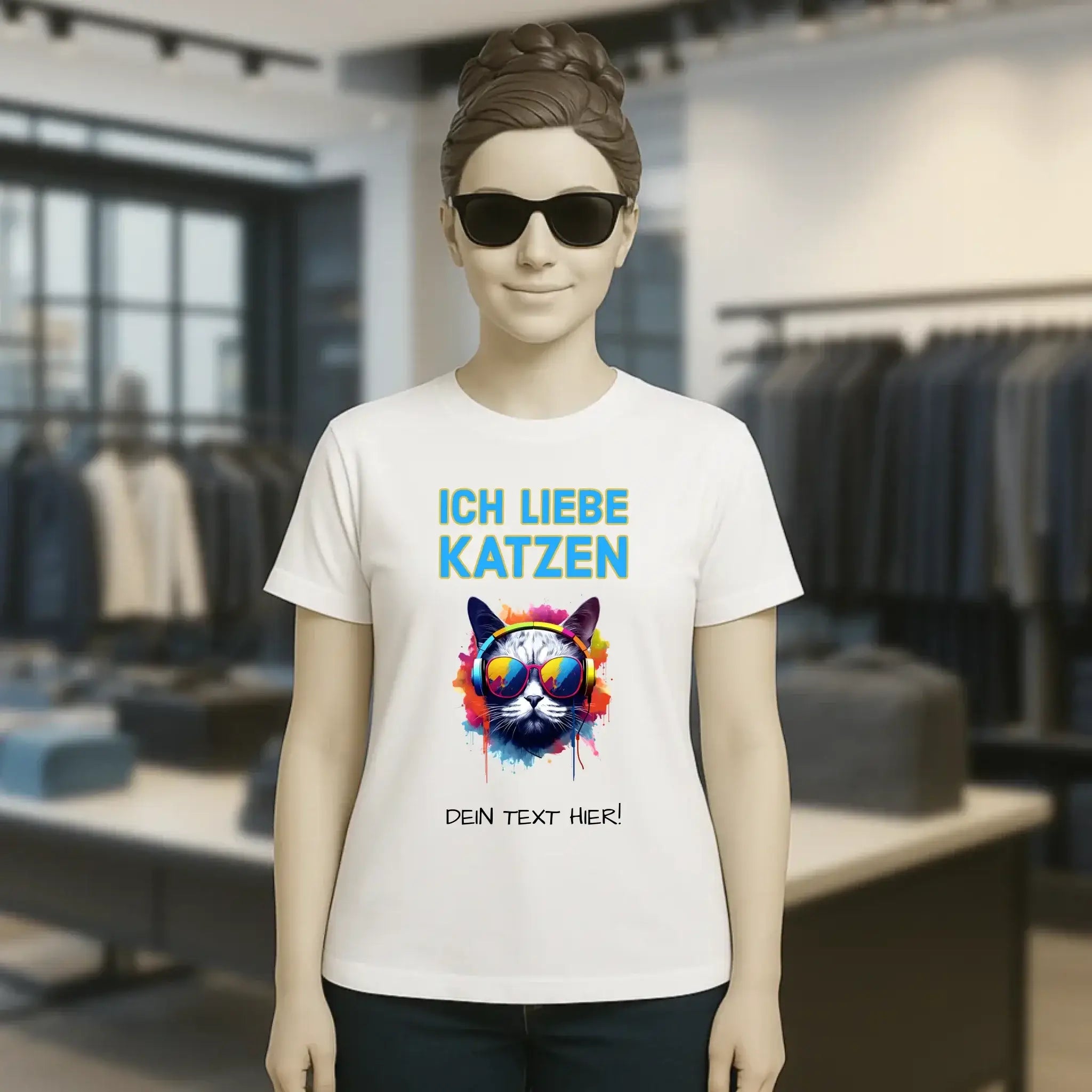 Wähle die Katze mit Motivauswahl + Text • Ladies Premium T-Shirt XS-2XL aus Bio-Baumwolle für Damen • Exklusivdesign • personalisiert