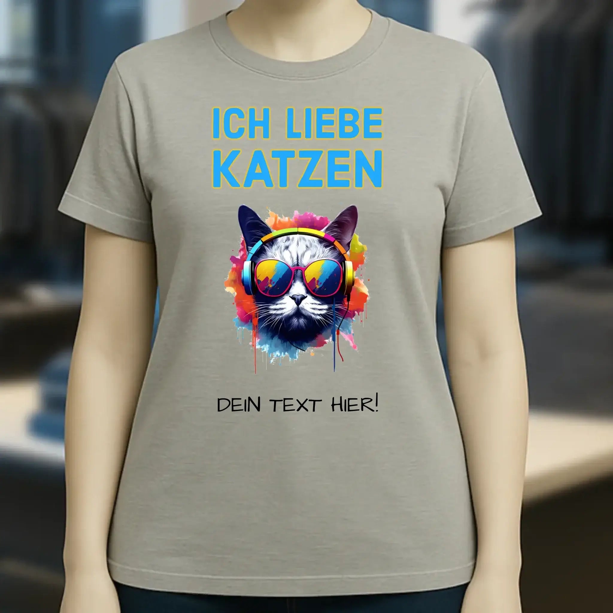 Wähle die Katze mit Motivauswahl + Text • Ladies Premium T-Shirt XS-2XL aus Bio-Baumwolle für Damen • Exklusivdesign • personalisiert