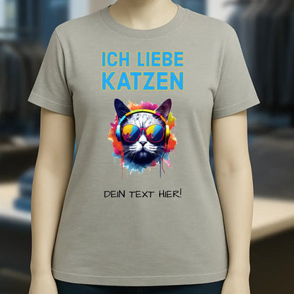 Wähle die Katze mit Motivauswahl + Text • Ladies Premium T-Shirt XS-2XL aus Bio-Baumwolle für Damen • Exklusivdesign • personalisiert