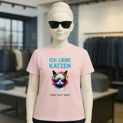 Wähle die Katze mit Motivauswahl + Text • Ladies Premium T-Shirt XS-2XL aus Bio-Baumwolle für Damen • Exklusivdesign • personalisiert