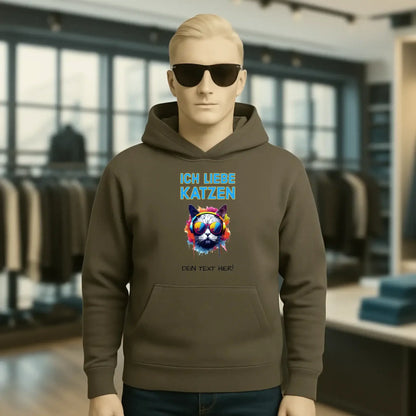 Wähle die Katze mit Motivauswahl + Text • Unisex Premium Hoodie XS-5XL aus Bio-Baumwolle für Damen & Herren • Exklusivdesign • personalisiert