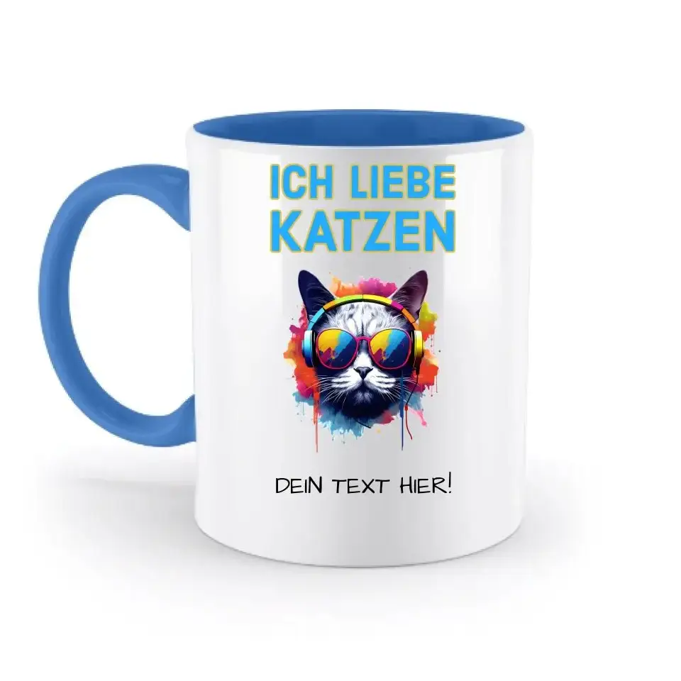 Wähle die Katze mit Motivauswahl + Text • zweifarbige Tasse • spülmaschinenfest • personalisiert