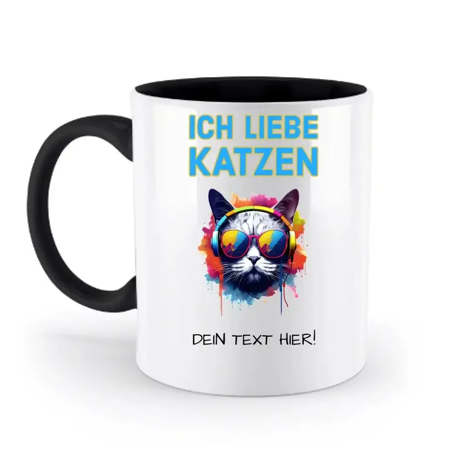 Wähle die Katze mit Motivauswahl + Text • zweifarbige Tasse • spülmaschinenfest • personalisiert