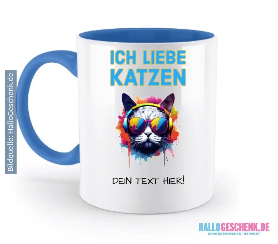 Choose the cat (with motif selection + text) • two-tone mug • dishwasher safe • personalized
