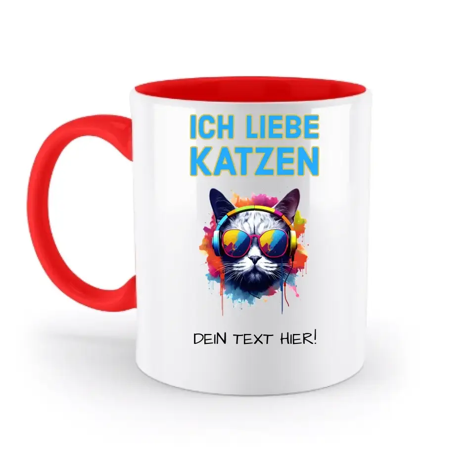 Wähle die Katze mit Motivauswahl + Text • zweifarbige Tasse • spülmaschinenfest • personalisiert