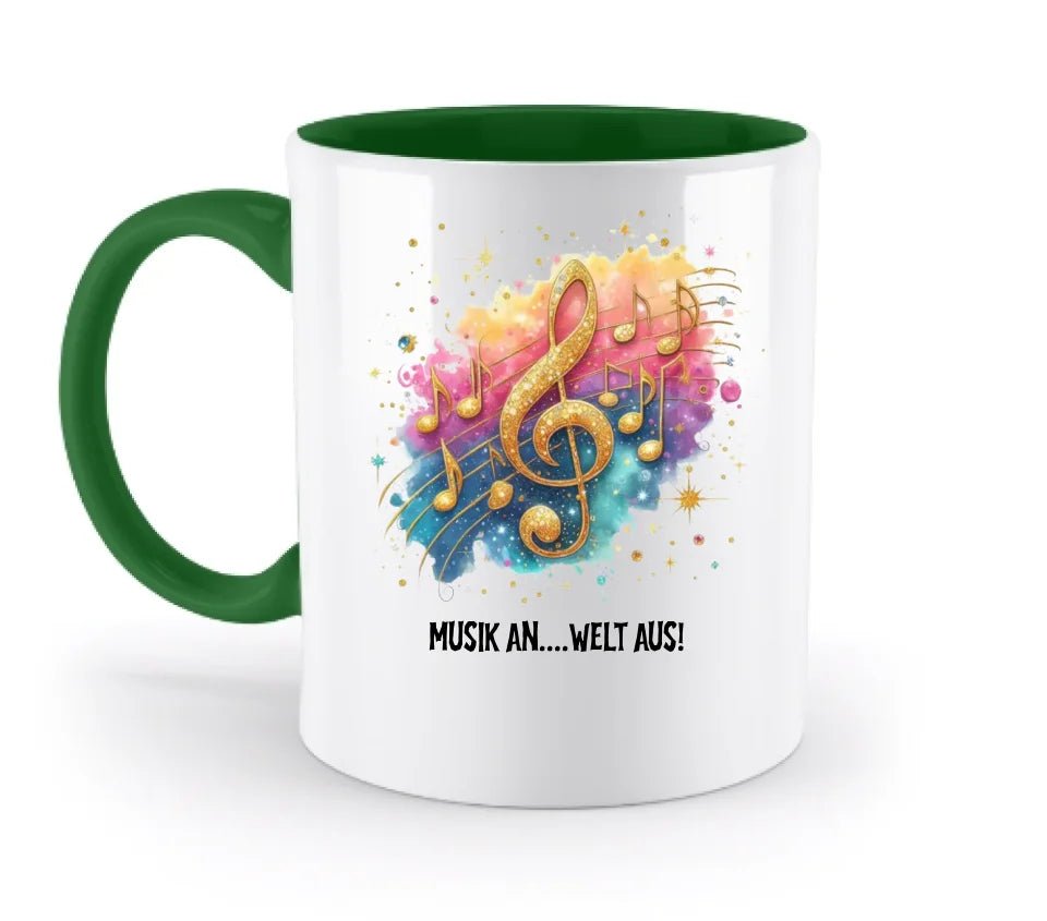 Wähle aus 25 Motiven • Fantasie Music Noten + Text • zweifarbige Tasse • Exklusivdesign • personalisiert von HalloGeschenk.de