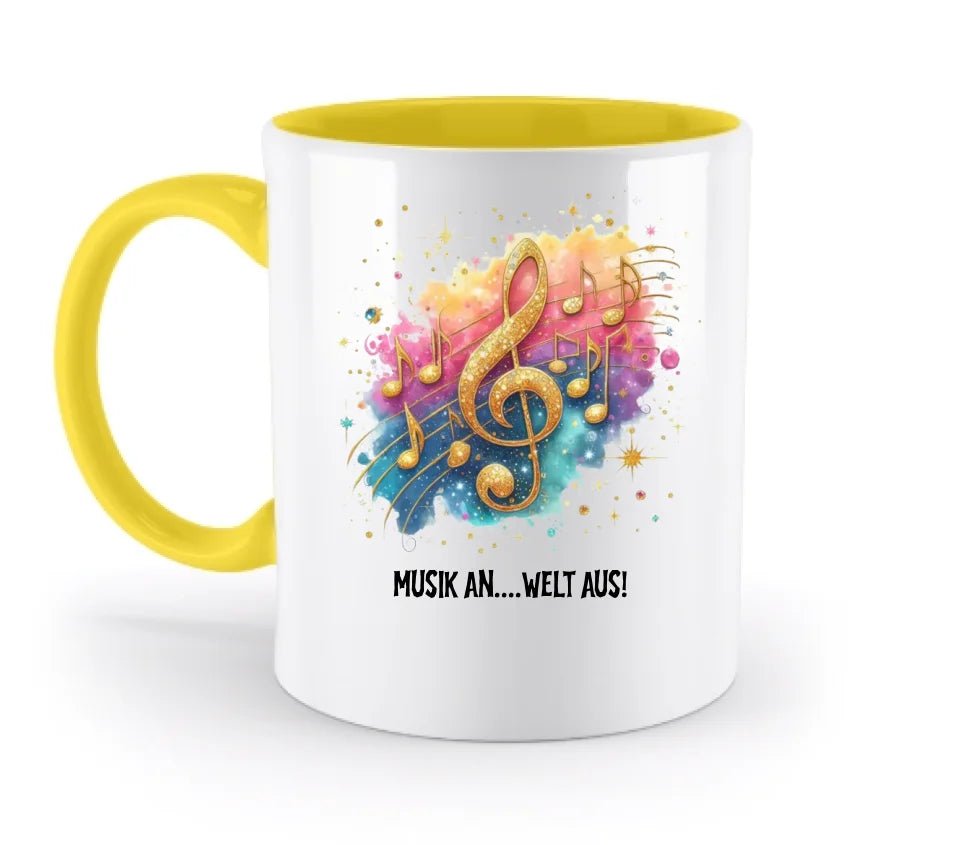 Wähle aus 25 Motiven • Fantasie Music Noten + Text • zweifarbige Tasse • Exklusivdesign • personalisiert von HalloGeschenk.de