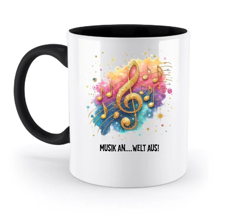 Wähle aus 25 Motiven • Fantasie Music Noten + Text • zweifarbige Tasse • Exklusivdesign • personalisiert von HalloGeschenk.de