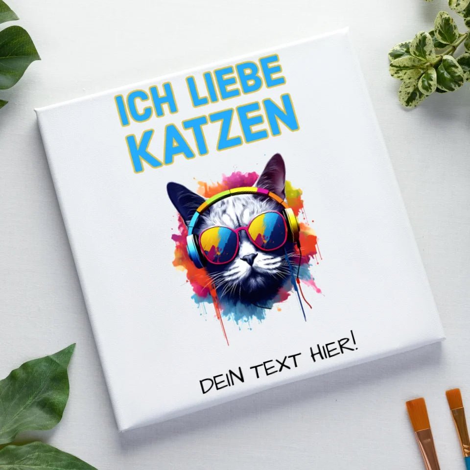 Wähle die Katze mit Motivauswahl + Text • Leinwand in 4 Größen