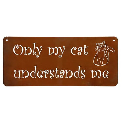 Wanddeko Metall Schild Katze | Edelrost Gartendeko Katzen Türschild | Englisch von HalloGeschenk.de