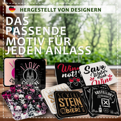 ’Was stimmt denn mit dir nicht?’ Bierdeckel - 50 Stück - Witziges Design Herzen