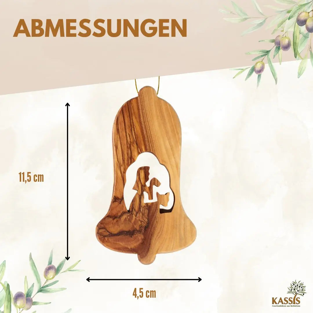 Weihnachtsdeko Baumschmuck Krippe 3er Set Glocke Anhänger - ohne Rinde - Weihnachtsdeko