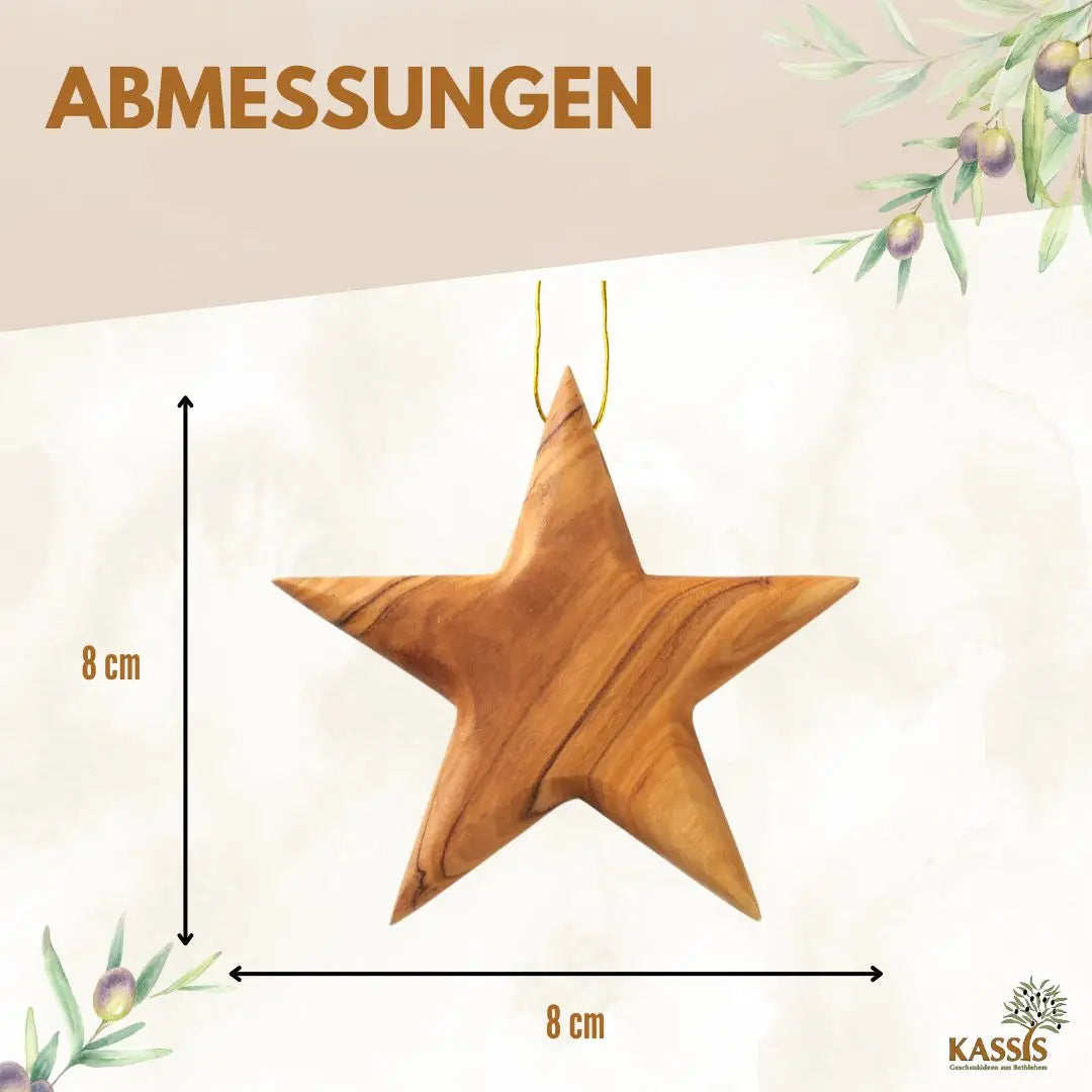 Weihnachtsdeko Baumschmuck Stern Anhänger aus Olivenholz - Weihnachtsdeko