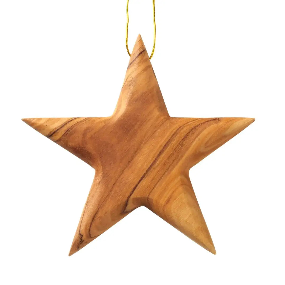 Weihnachtsdeko Baumschmuck Stern Anhänger aus Olivenholz - Weihnachtsdeko