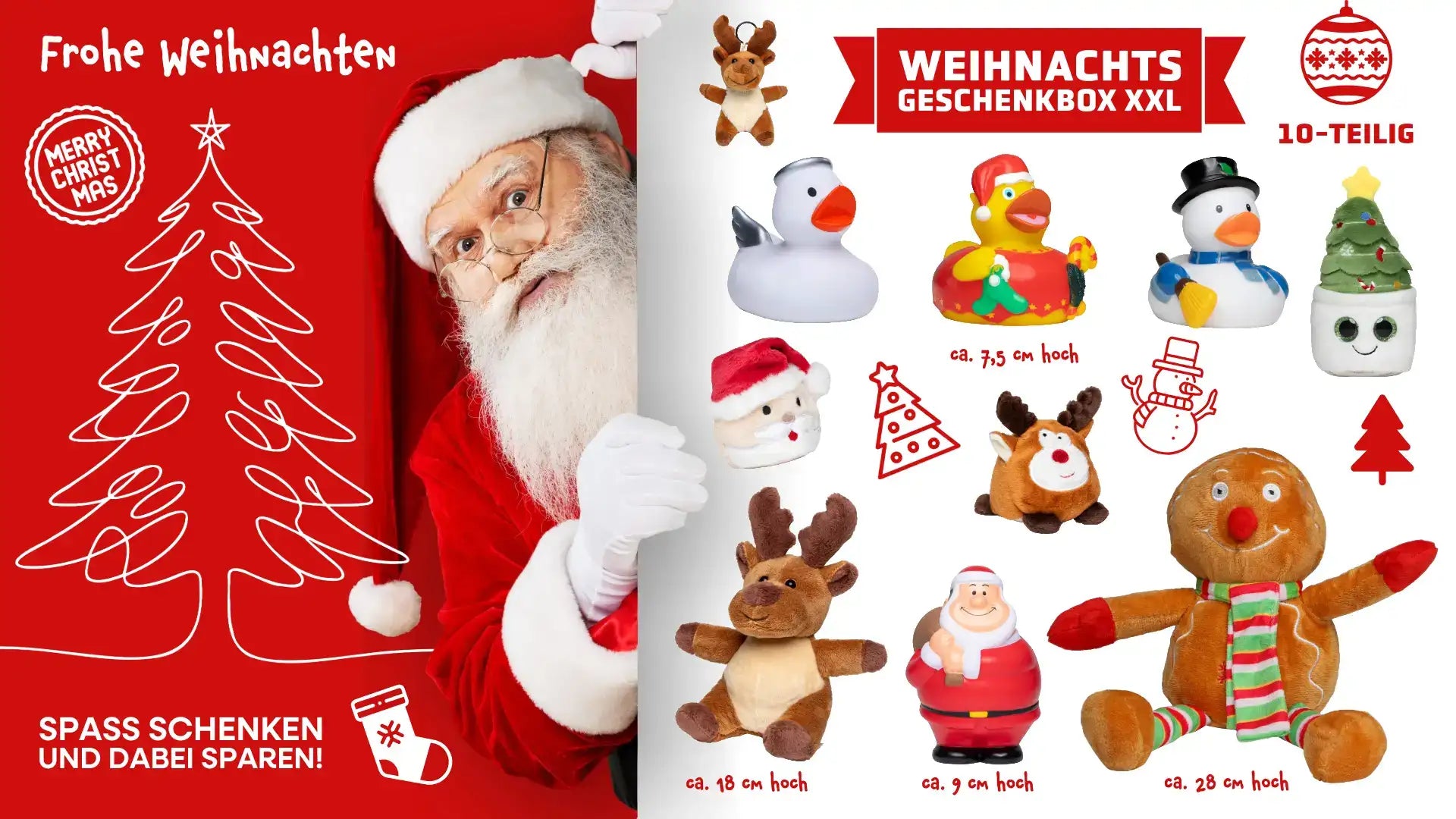 Weihnachtsgeschenkbox XXL (10-teilig) • Voller kleiner Highlights • Weihnachtsgeschenk - Weihnachtsgeschenke