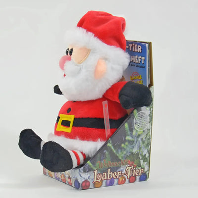 Weihnachtsmann jingle plush spielzeug rot und weiß mit schwarzen handschuhen gestreiften socken und gelbem gürtel