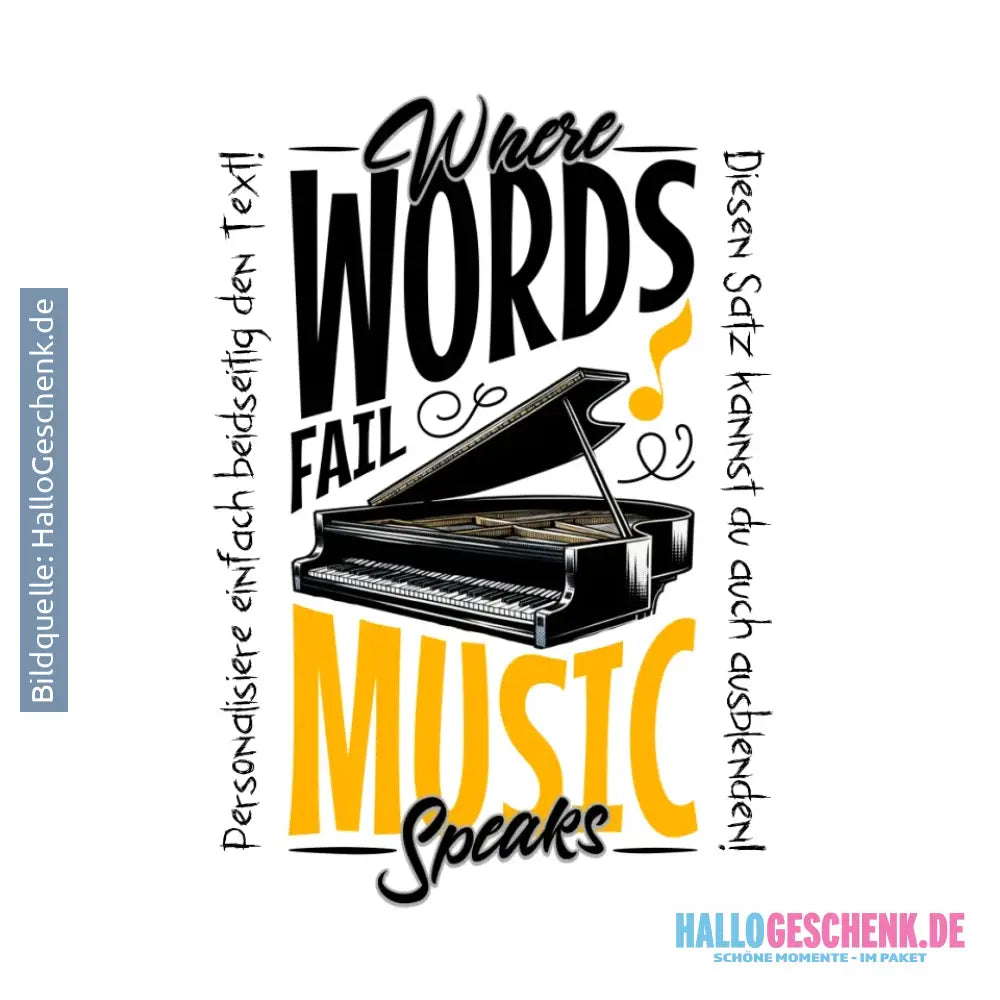 Where Word fail Music speaks • Musik • STICKER 20x20 cm (Aufkleber) • personalisiert - ausgestanzter Sticker 20x20 cm