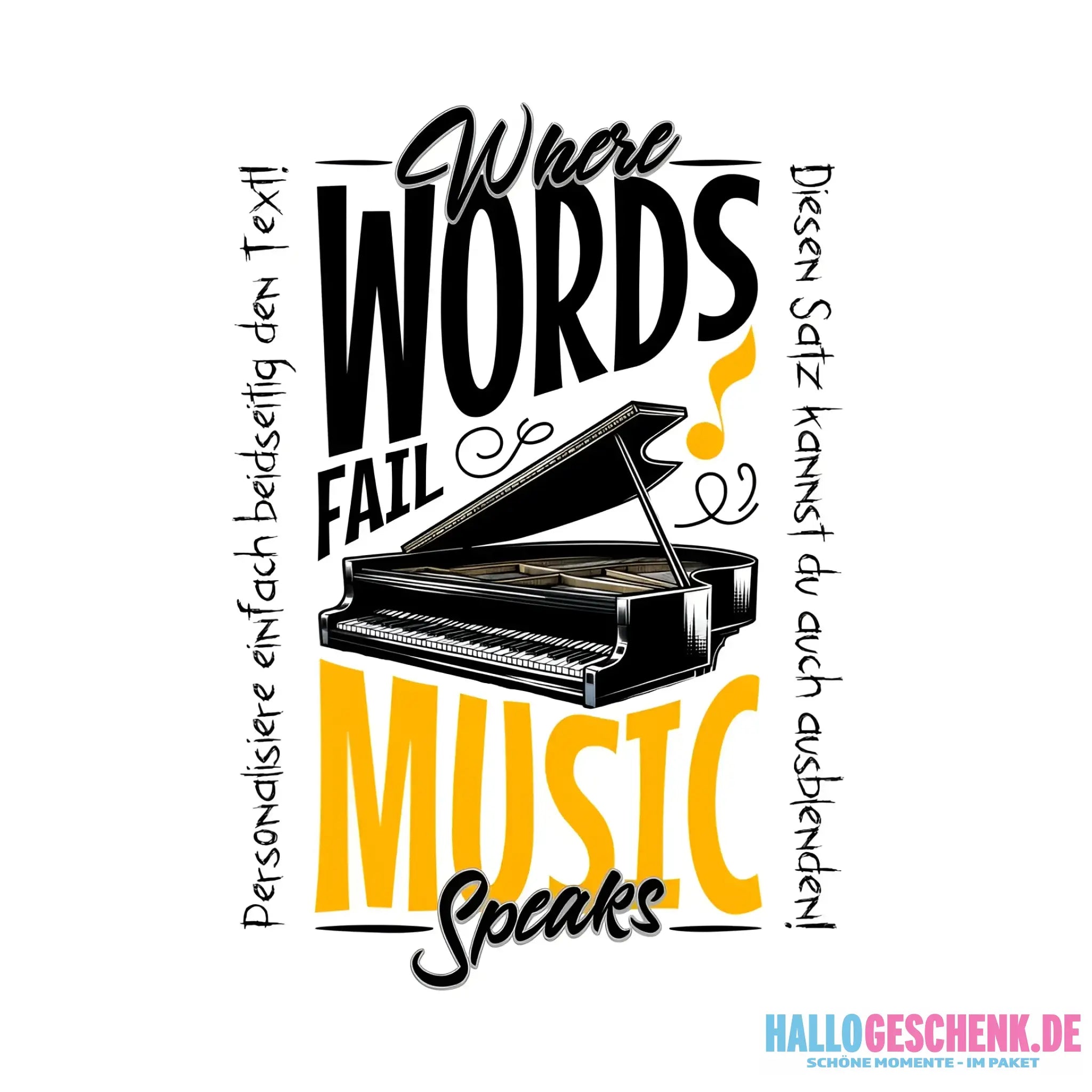 Where Word fail Music speaks • Musik • STICKER 20x20 cm (Aufkleber) • personalisiert - ausgestanzter Sticker 20x20 cm